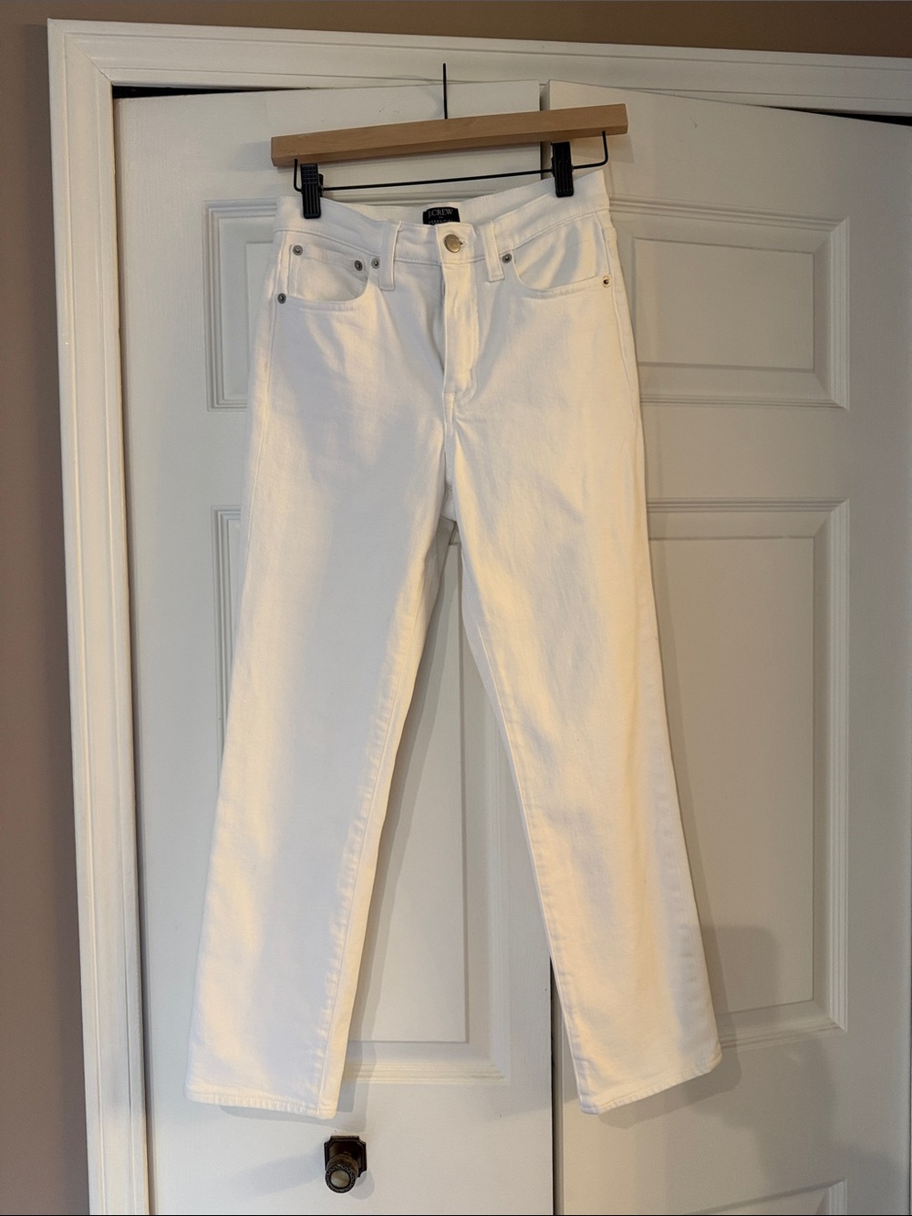 J. Crew White Straight-Leg Jeans